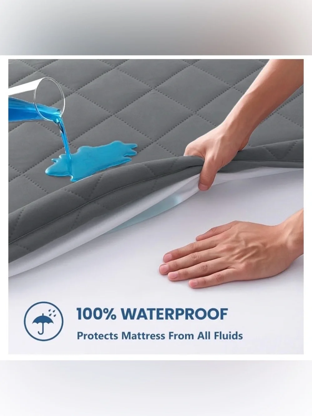 Waterproof Quilted Mattress Protector - Gray ,Twin XL,100% Waterproof, Up to 16